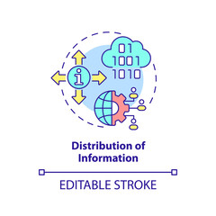 Distribution of information concept icon. Purpose of information sector abstract idea thin line illustration. Technology. Isolated outline drawing. Editable stroke. Arial, Myriad Pro-Bold fonts used