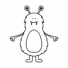 Childish cute monster. Doodle style. Drawn alien. vector illustration.