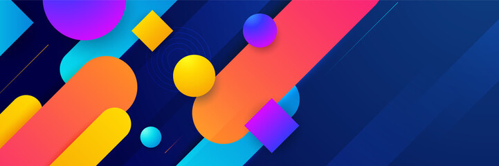 Abstract colorful banner background. Color gradient abstract background with dynamic wave line effect. Vector abstract graphic design banner pattern background web template. © Roisa