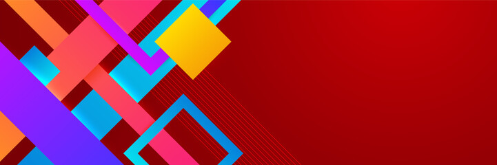 Abstract red orange yellow blue colorful geometric banner background. Vector abstract graphic design banner pattern background template.