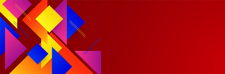 Abstract red orange yellow blue colorful geometric banner background. Vector abstract graphic design banner pattern background template.