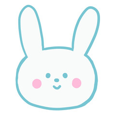 かわいいウサギ　顔　手描き