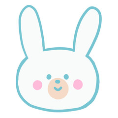 かわいいウサギ　顔　手描き