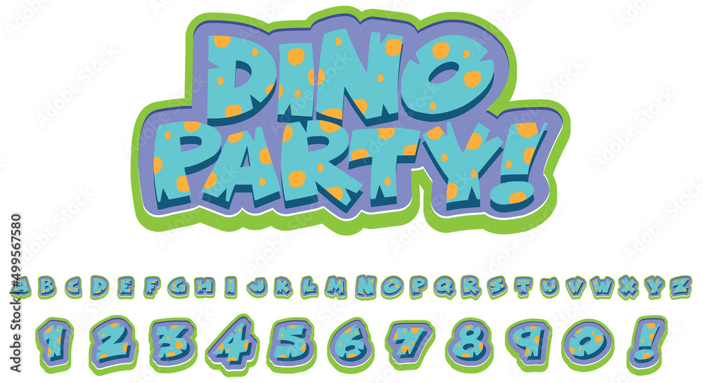 Wall mural Font design for english alphabets in dinosaur character