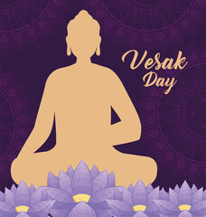 vesak day lettering postcard