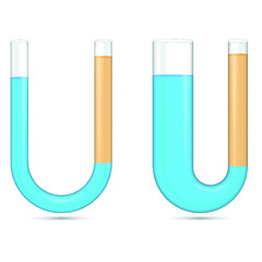 U tubes. Two separate liquids were used. There is a difference in height depending on the density of liquids between the two ends. Physics and science are also the subject of pressure. © MeHMeT KaRaBaY