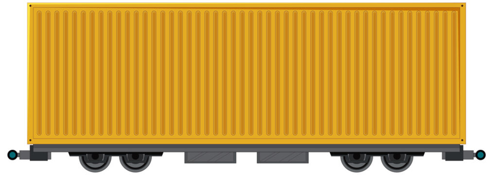 Cargo container of freight train on white background