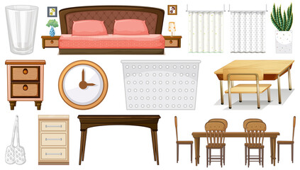 Fototapeta premium Many furniture on white background