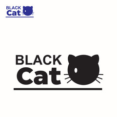 cat head logo, black and simple kitten head icon vector illustrations