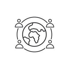 Globe and people, icon, vector illustration.