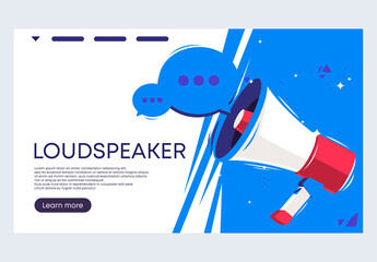 Vector illustration of a banner template for a website, a loudspeaker with a cloud for text