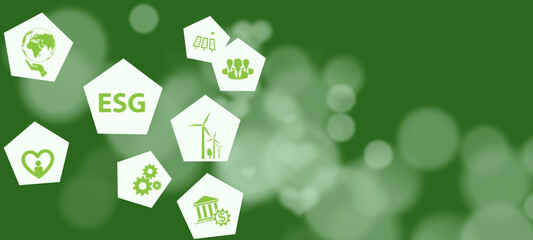 esg concept on green background Environmental Social Governance