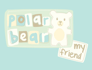polar bear little friend cartoon vector illustration for print and other garment uses.