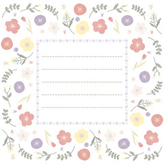 ピンクと紫のお花のフレーム