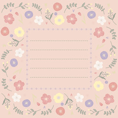 ピンクと紫のお花のフレーム