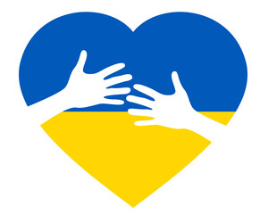 hands holding heart, ukrainian heart, ukrainian flag in the heart with hands, hands holding ukrainian flag heart