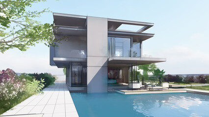 Architecture design of a luxury house