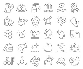 Skin care and beauty line icons collection. Thin outline icons pack. Vector illustration eps10