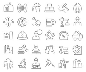 Industrial and engineering line icons collection. Thin outline icons pack. Vector illustration eps10
