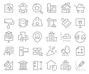 Construction and building line icons collection. Thin outline icons pack. Vector illustration eps10
