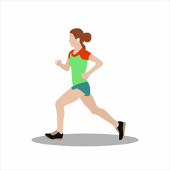 Sport running woman on white background. Vector illustration