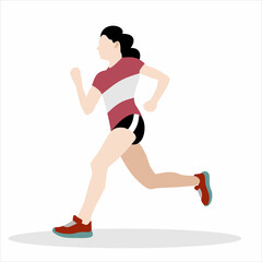 Fototapeta na wymiar Sport running woman on white background. Vector illustration