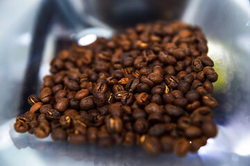 coffee beans. detail. freshly roasted coffee.