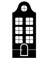 House, European historical architecture. Black silhouette of a house for a logo or pictogram. Old european house - silhouette for icon or sign