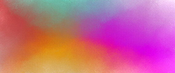 Colorful watercolor background of abstract sunset sky with puffy clouds in bright rainbow colors of pink blue yellow orange and purple