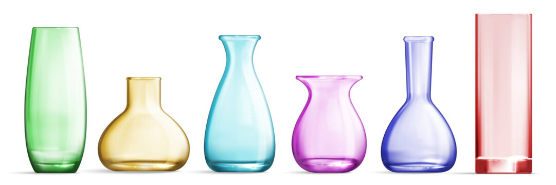 Color Glass Vase Realistic Set