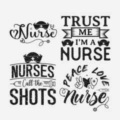 Set of Vector with inspirational lettering with Nurse Day , Nurse Day motivational quotes, typography for t-shirt, poster, sticker and card