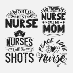 Set of Vector with inspirational lettering with Nurse Day , Nurse Day motivational quotes, typography for t-shirt, poster, sticker and card