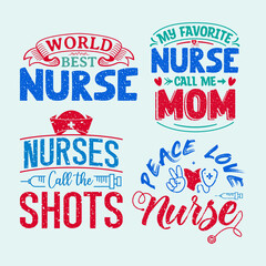 Set of Vector with inspirational lettering with Nurse Day , Nurse Day motivational quotes, typography for t-shirt, poster, sticker and card