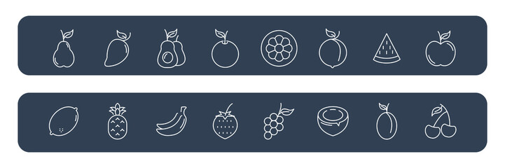 fruits icons set . fruits pack symbol vector elements for infographic web