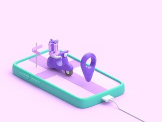 Tracking order app. 3D render