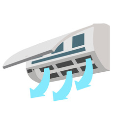 Air conditioner with cold air of arrows