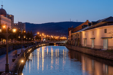 Obraz premium 北海道小樽市 小樽運河の夜景