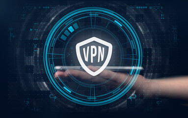 VPN Virtual Private Network protocol. Cyber security and privacy connection technology. Anonymous...