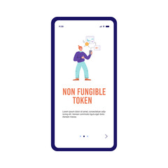 Mobile application template about non fungible token flat style