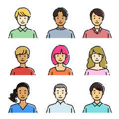 Fototapeta premium さまざまな人物のおしゃれなアイコンセット