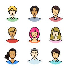 さまざまな人物の丸いアイコンセット