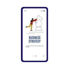 Business strategy onboarding mobile page concept flat vector illustration.