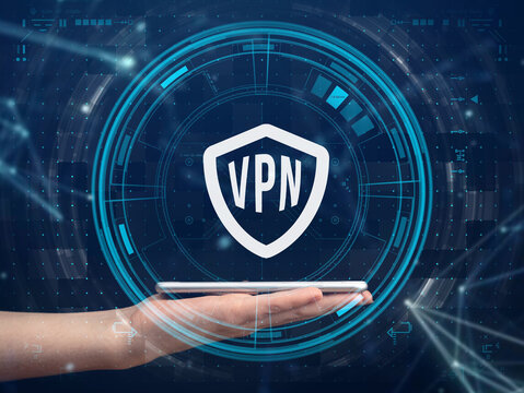 Mobile phone and VPN, Virtual Private Network. Secure and privacy connection, data protection concept photo