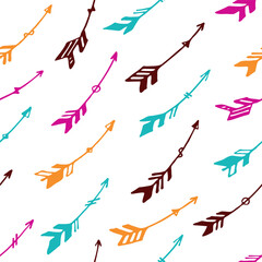 Simple boho arrows vector seamless ornament. Ethnic rustic design. Indigenous american motif.