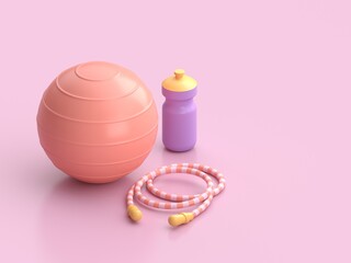 Soft Pop Fitness equipment. 3D render