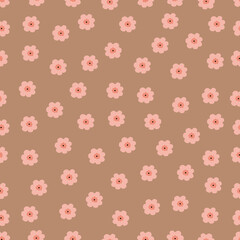 Cute pink flowers hand drawn vector illustration. Floral seamless pattern for baby fabric.