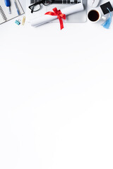 Online learning and remote graduation ceremony commencement design concept.