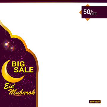 Big sale eid mubarak social media design template vector