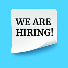 We are hiring written on a memo at the office