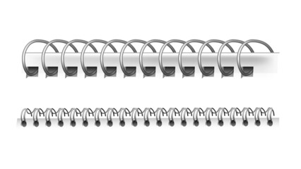 Spiral Spring Of Calendar Or Notepad Set Vector. Spiral Spring Metallic Material Part Of Organizer, Rings Binding Notebook Pages. Metal Binder Fastening Sheets Template Realistic 3d Illustrations